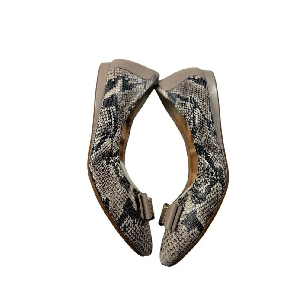 Cole Haan Tali Bow Ballet Flat Natural Roccia Snakeskin Leather D43266 10.5B NEW
